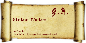Ginter Márton névjegykártya