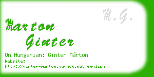 marton ginter business card