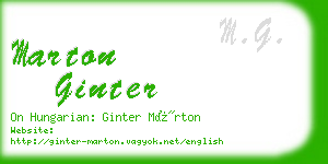 marton ginter business card